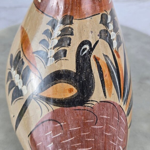 Vintage Mexican Tonala Bird Pottery Hand Painted Bird on Back - Picture 9 of 12